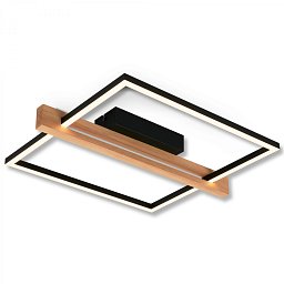 Obrázek pro produkt Moldura LED stropní svítidlo, stmívatelné, paměťová funkce, 14W, 1650 lm, černá/dřevo - BRILONER