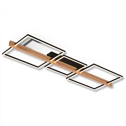 Obrázek pro produkt Moldura LED stropní svítidlo, stmívatelné, paměťová funkce, 38W, 4900 lm, černá/dřevo - BRILONER