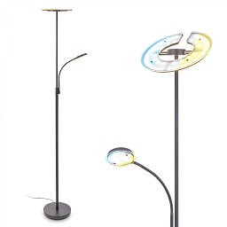 Obrázek pro produkt Ravan LED stojanová lampa, s lampičkou na čtení, CCT, stmívatelná, antracit - BRILO