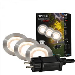 Obrázek pro produkt CONNECT TO SHINE startovací sada Kebony 3ks LED zapuštěných svítidel do země pr.30mm, IP67 - BRILONER