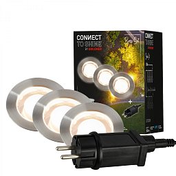 Obrázek pro produkt CONNECT TO SHINE startovací sada Padouk 3ks LED zapuštěných svítidel do země, IP67 - BRILONER