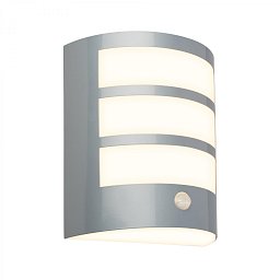 Obrázek pro produkt LED nabíjecí nástěnné svítidlo, venkovní, pohybové čidlo, soumrakový senzor, IP44, matný chrom - BRILONER