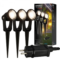 Obrázek pro produkt Startovací sada Lillis – CONNECT TO SHINE, 3ks bodových svítidely, IP65, černá - BRILONER