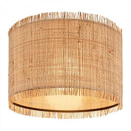 Obrázek pro produkt Stropní svítidlo Borra 40x29 cm – stínidlo ze slámy, E27, max. 10W, on/off, béžová / černá - BRILONER