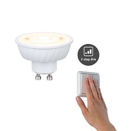 Obrázek pro produkt Standard 230V LED reflektor GU10 Flat 37mm 4,9W 2700K stmívatelné bílá - PAULMANN