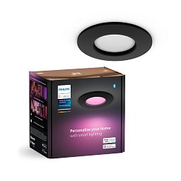 Obrázek pro produkt Hue WCA Slim koupelnové zápustné svítidlo LED 8,3W 790lm 2200-6500K RGB 9cm kulaté IP44, černé - PHILIPS
