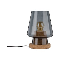 Obrázek pro produkt VÝPRODEJ VZORKU - Stolní lampa Iben 1-ramenné kouřové sklo/korek - PAULMANN