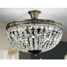 Obrázek pro produkt Stropní svítidlo 3xE14 antik/křišťálové závěsy, průměr 40cm - ORION