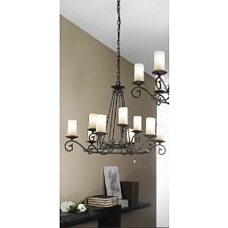 Obrázek pro produkt Závěsné svítidlo 9x40W E14 antik, výška 82cm, průměr 79cm - ORION