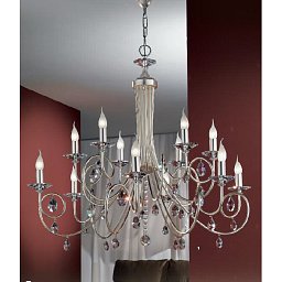 Obrázek pro produkt Závěsné svítidlo matné stříbro, Swarovski závěsy, průměr 106 cm - ORION