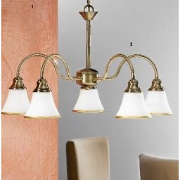 Obrázek pro produkt Závěsné svítidlo 5x40W E14 patina/sklo, průměr 56cm - ORION