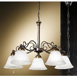 Obrázek pro produkt Závěsné svítidlo 5x40W E14 antik/sklo, průměr 60cm, výška 39cm - ORION