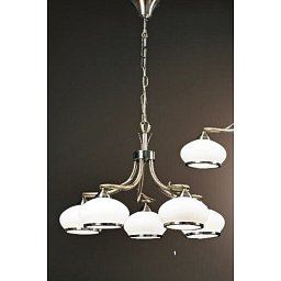 Obrázek pro produkt Závěsné svítidlo 5x60W E27 patina/opál sklo, průměr 62cm - ORION