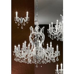 Obrázek pro produkt Závěsné svítidlo 18x40W E14 stříbro/křišťál, průměr 92cm - ORION