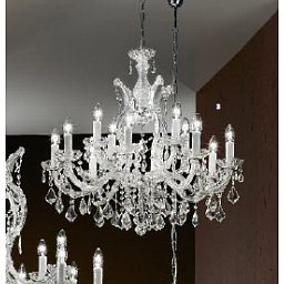 Obrázek pro produkt Závěsné svítidlo 12x40W E14 stříbro/křišťál, průměr 75cm - ORION