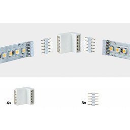 MaxLED rohová spojka bílá 4ks v balení vč. 8 zásuvných spojek - PAULMANN Obrázek pro produkt MaxLED rohová spojka bílá 4ks v balení vč. 8 zásuvných spojek - PAULMANN