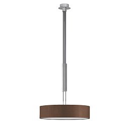 Obrázek pro produkt Závěsné svítidlo HOTEL látkové hnědé 3x E27 60W Ø 50cm matný nikl - TRIO
