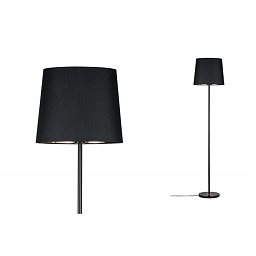 Stojací lampa Neordic Enja látkové stínidlo černá / měď / mramor - PAULMANN Obrázek pro produkt Stojací lampa Neordic Enja látkové stínidlo černá / měď / mramor - PAULMANN