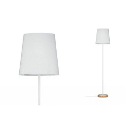 Stojací lampa Neordic Stellan látkové stínidlo bílá / dřevo - PAULMANN Obrázek pro produkt Stojací lampa Neordic Stellan látkové stínidlo bílá / dřevo - PAULMANN