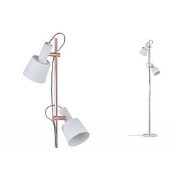 Stojací lampa Neordic Haldar bílá / měď - PAULMANN Obrázek pro produkt Stojací lampa Neordic Haldar bílá / měď - PAULMANN