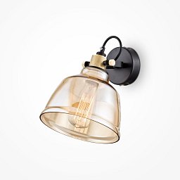 Obrázek pro produkt Nástěnné svítidlo Irving E27 40W jantarové sklo černý kov nastavitelná výška  - MAYTONI