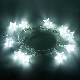 DECOLED LED světelný řetěz na baterie hvězdy, ledově bílá, 1,8 m Obrázek pro produkt DECOLED LED světelný řetěz na baterie hvězdy, ledově bílá, 1,8 m