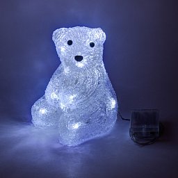 Sedící LED medvěd na baterie - 16 diod Obrázek pro produkt Sedící LED medvěd na baterie - 16 diod