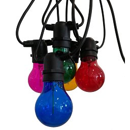 Obrázek pro produkt LED FIESTA Světelný řetěz s 10 LED žárovkami barevné 6W E27 200Lm IP44 - CENTURY