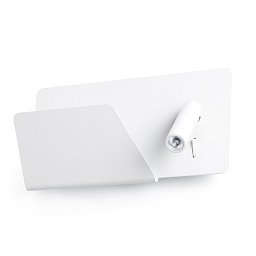 SUAU USB nástěnná lampa, bílá, se čtecí LED lampičkou vlevo - FARO Obrázek pro produkt SUAU USB nástěnná lampa, bílá, se čtecí LED lampičkou vlevo - FARO