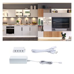 Nábytkové svítidlo Clever Connect trafo max. 36W 12V DC včetně 8-násobného rozbočovače bílá - PAULMANN Obrázek pro produkt Nábytkové svítidlo Clever Connect trafo max. 36W 12V DC včetně 8-násobného rozbočovače bílá - PAULMANN