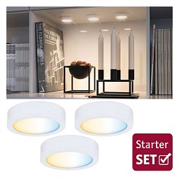 Nábytkové svítidlo Clever Connect startovací sada Disc bílá mat 12V 3x2,1W měnitelná bílá 2.700-6.500K - PAULMANN Obrázek pro produkt Nábytkové svítidlo Clever Connect startovací sada Disc bílá mat 12V 3x2,1W měnitelná bílá 2.700-6.500K - PAULMANN