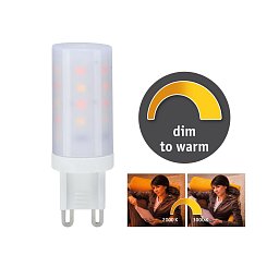 LED žárovka 4W G9 teplá bílá dim to warm - PAULMANN Obrázek pro produkt LED žárovka 4W G9 teplá bílá dim to warm - PAULMANN
