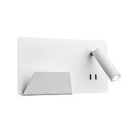 Obrázek pro produkt SOMNILA SPOT vnitřní nástěnné svítidlo LED 3000K, bílá, verze vlevo vč. USB přípojky - BIG WHITE (SLV)