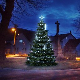 LED světelná sada na stromy vysoké 3-5m, ledová bílá s padajícím sněhem Obrázek pro produkt LED světelná sada na stromy vysoké 3-5m, ledová bílá s padajícím sněhem