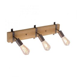 Obrázek pro produkt SLAT Stropní svítidlo z kovu a dřeva se třemi spoty v rustikálním designu - LEUCHTEN DIREKT / JUST LIGHT