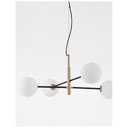Obrázek pro produkt Závěsné svítidlo VITRA saténový zlatý a černý kov bílé opálové sklo G9 4x5W 220V IP20 bez žárovky - NOVA LUCE
