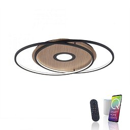 Obrázek pro produkt Q-AMIRA LED stropní svítidlo v dekoru dřeva a oceli s nastavitelnou barvou světla stmívatelné Smart Home ZigBee 2700-5000K - PAUL NEUHAUS