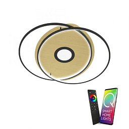 Obrázek pro produkt Q-AMIRA LED stropní svítidlo v černé mosazi s nastavitelnou barvou světla a dálkovým ovládáním Smart Home ZigBee 2700-5000K - PAUL NEUHAUS