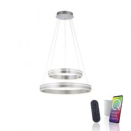 Obrázek pro produkt Q-VITO LED závěsné svítidlo v barvě oceli s nastavitelnou barvou světla a ovladačem Smart Home ZigBee 2700-5000K - PAUL NEUHAUS