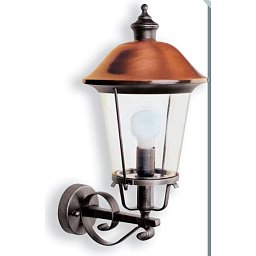 Obrázek pro produkt Nástěnné venkovní svítidlo Augusta E27, svícení nahoru (měděný vrch+černostříbrné tělo) - LANDA Lighting