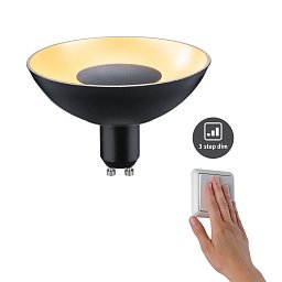 LED reflektor černá zlatá 4,9W GU10 230V 3-krokové-stmívatelné - PAULMANN Obrázek pro produkt LED reflektor černá zlatá 4,9W GU10 230V 3-krokové-stmívatelné - PAULMANN