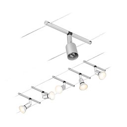 Lankový systém Salt matný chrom 5 spotů bez zdroje světla max. 10W GU5,3 DC 60VA - PAULMANN Obrázek pro produkt Lankový systém Salt matný chrom 5 spotů bez zdroje světla max. 10W GU5,3 DC 60VA - PAULMANN