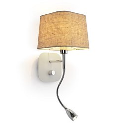 PERTH nástěnná s LED bodovkou béžová/bílá chrom 230V E14 LED 15+3W 30° 3000K - RED - DESIGN RENDL Obrázek pro produkt PERTH nástěnná s LED bodovkou béžová/bílá chrom 230V E14 LED 15+3W 30° 3000K - RED - DESIGN RENDL