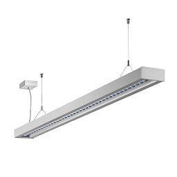 AKCE - Závěsné svítidlo ZULI mřížka matná LED MODUL 45W 1415x125x50mm 4000K stříbrné - HALLA Obrázek pro produkt AKCE - Závěsné svítidlo ZULI mřížka matná LED MODUL 45W 1415x125x50mm 4000K stříbrné - HALLA