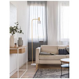 Obrázek pro produkt Stojací lampa PAZ zlatý kov bílé kovové stínidlo bílá základna E27 1x12W 230V IP20 bez žárovky - NOVA LUCE