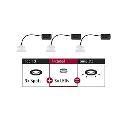 LED Modul vestavné svítidlo Choose Coin 3ks sada kruhové 50mm Coin 3x6W 230V 2700K satén - PAULMANN Obrázek pro produkt LED Modul vestavné svítidlo Choose Coin 3ks sada kruhové 50mm Coin 3x6W 230V 2700K satén - PAULMANN
