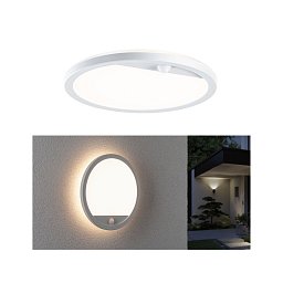 Obrázek pro produkt LED venkovní panel Lamina vč. pohybové čidlo IP44 kruhové 280mm 3000K 14,5W 230V bílá umělá hmota - PAULMANN