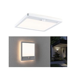 Obrázek pro produkt LED venkovní panel Lamina vč. pohybové čidlo IP44 hranaté 250x250mm 3000K 14,5W 230V bílá umělá hmota - PAULMANN