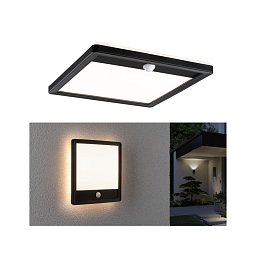Obrázek pro produkt LED venkovní panel Lamina vč. pohybové čidlo IP44 hranaté 250x250mm 3000K 14,5W 230V černá umělá hmota - PAULMANN