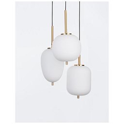 Obrázek pro produkt Závěsné svítidlo LATO opálové sklo antický mosazný kov černý kabel E14 3x5W 230V IP20 bez žárovky - NOVA LUCE